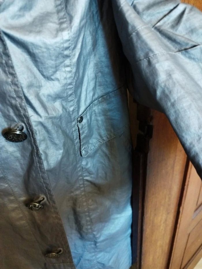 Manteau trench coat gris en lin vintage 42/44 - photo numéro 8