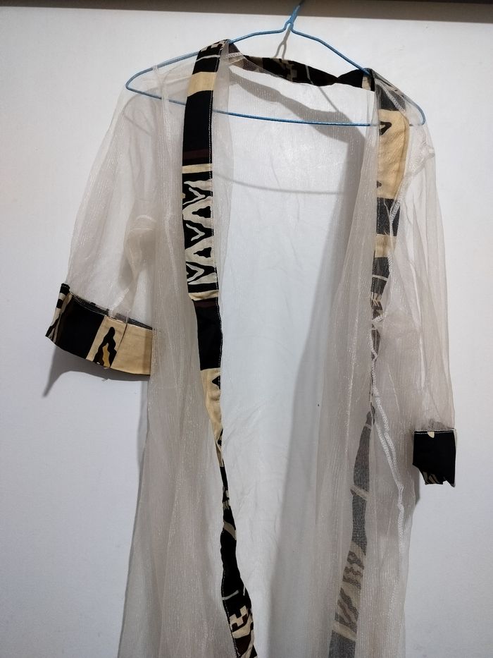 Robe été mi longue en pagne et voilage - photo numéro 2
