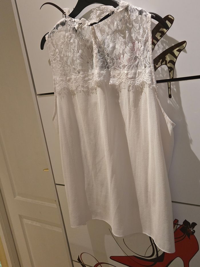 Blouse blanche à lavallière noire T.44 Primark - photo numéro 4
