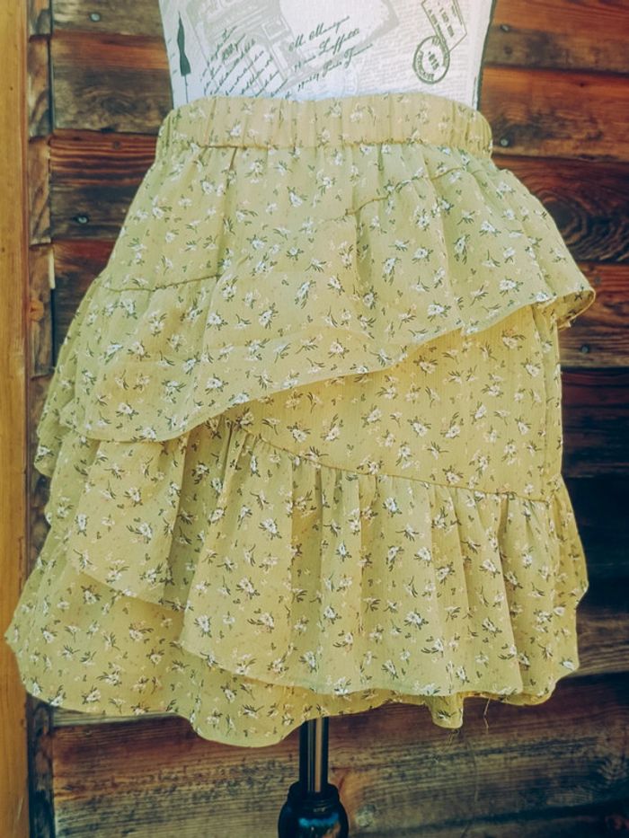 Jupe à volants verte