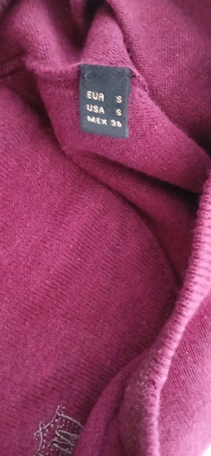 Cardigan massimo dutti taille S bordeaux bon état pull d'automne - photo numéro 5