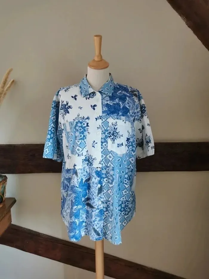 Chemise patchwork bleue - photo numéro 2