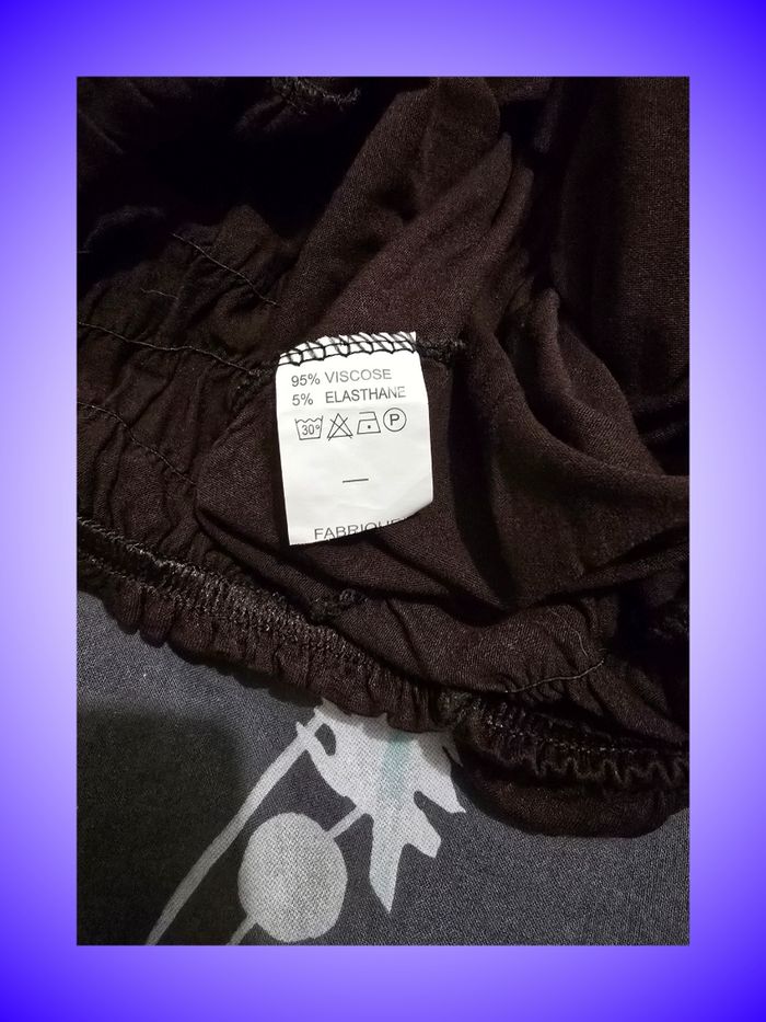 Pantalon Sarouel Marron Fluide – Taille Smockée – Bas Resserré – Viscose – Très Bon État - photo numéro 3