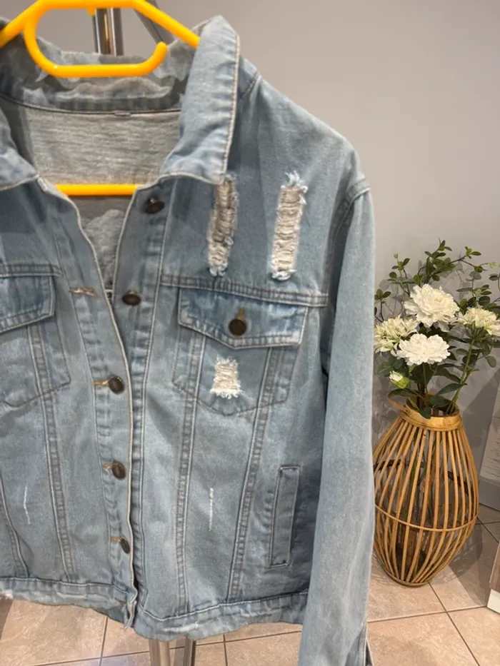 Veste en jean brodée M - photo numéro 3