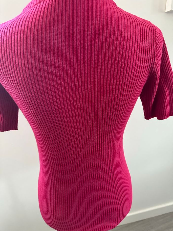 Pull côtelé rose fuchsia à manches courtes Blancheporte vintage T42/44 XL/XXL - photo numéro 6