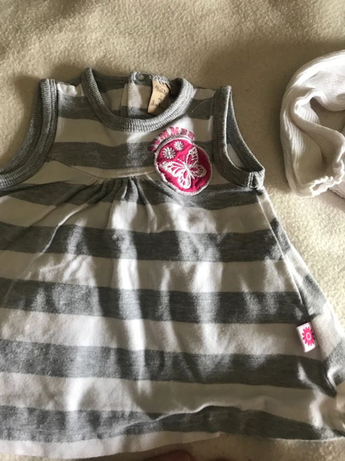 Ensemble fille robe blanc gris 1 mois - photo numéro 2