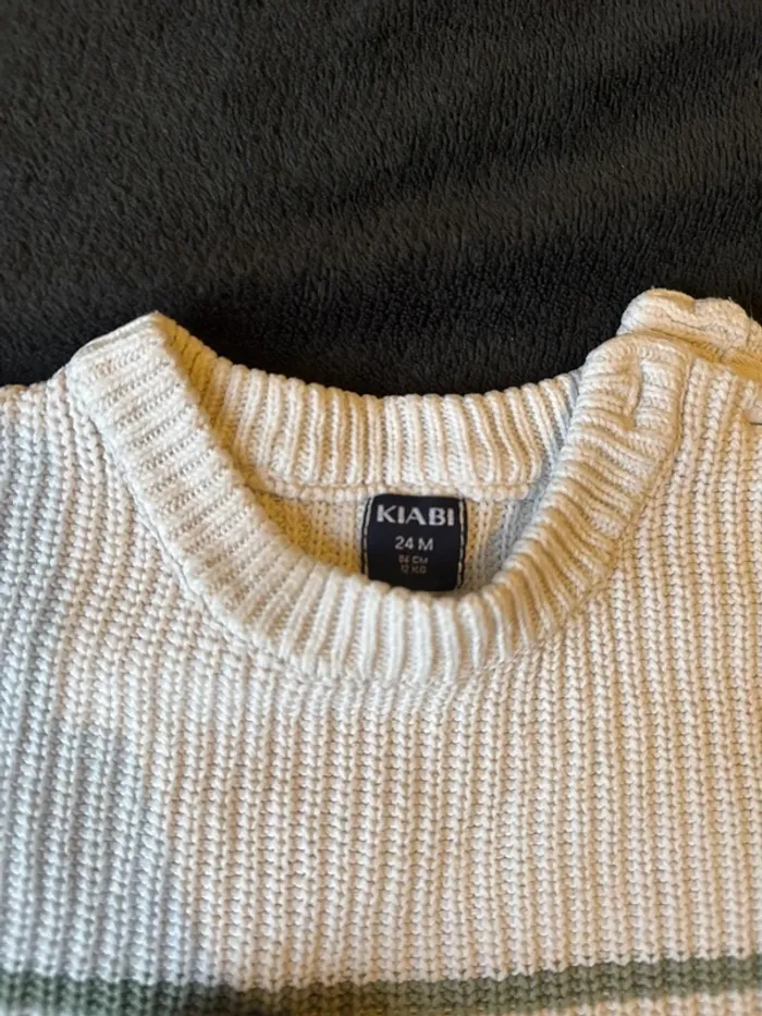 Pull marinière vert Kiabi 24 mois - photo numéro 2