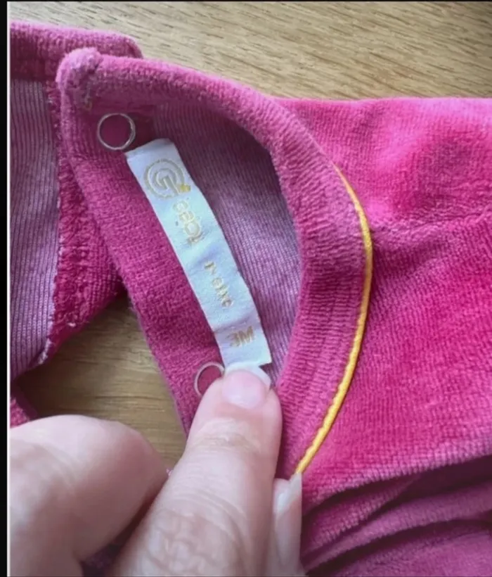 Pyjama en velours rose bébé fille 3 mois Gemo - photo numéro 4