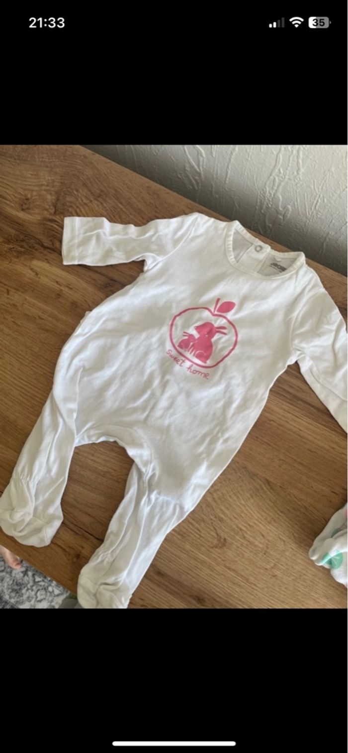 Lot de 2 pyjama en coton blanc orchestra bb 1 mois - photo numéro 10