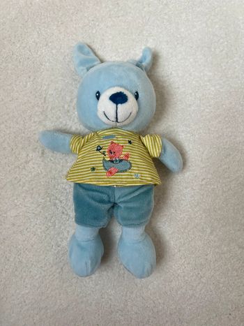 Doudou lapin bleu pommette