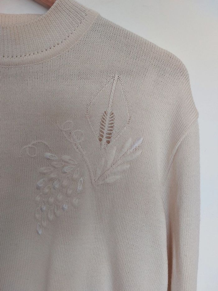 Pull écru vintage détails grappe de raisin. - photo numéro 2