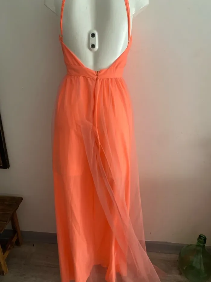 Magnifique robe longue rose fluo - photo numéro 4