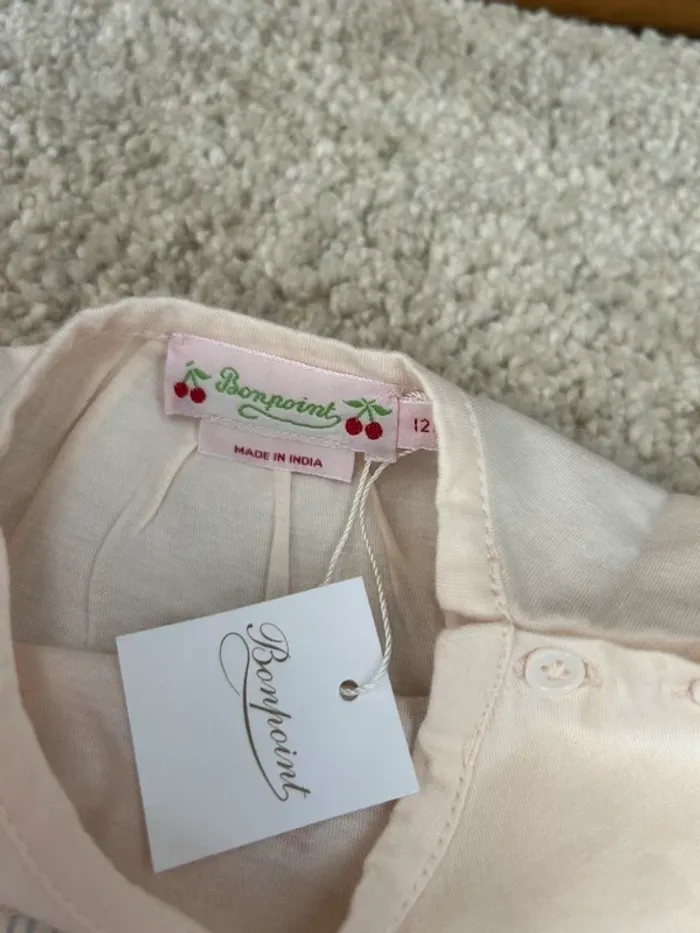 Lot bébé fille demie-saison ensemble assorti pantalon, teeshirt ML et chaussettes rose - Bonpoint - photo numéro 3