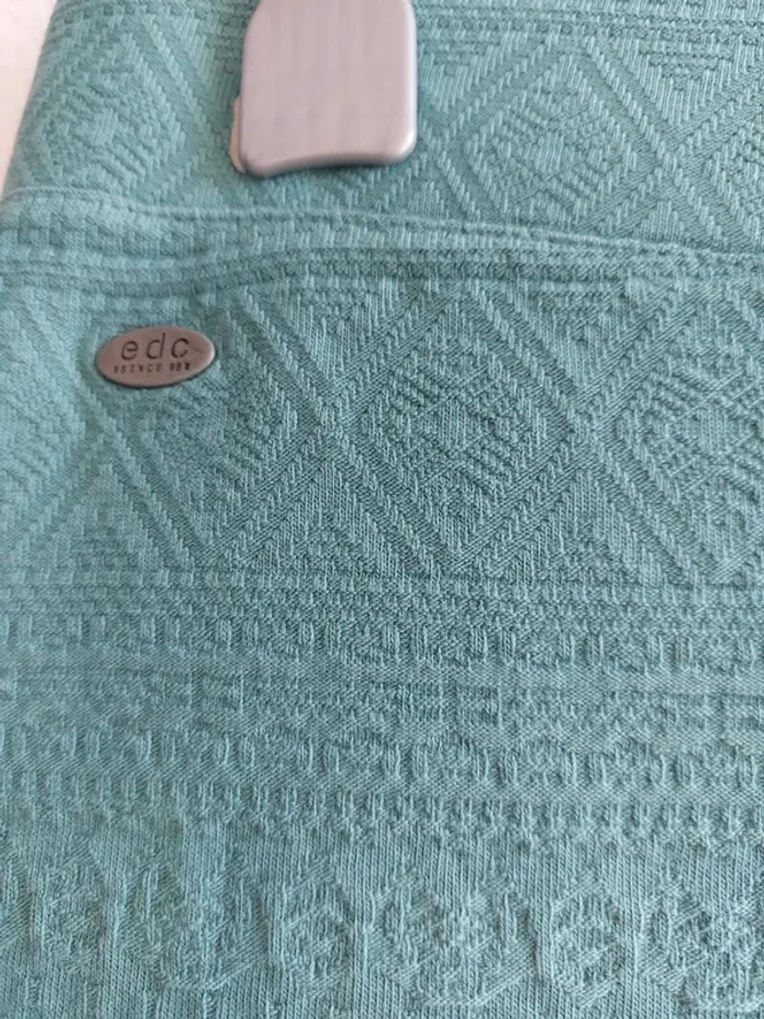 Jupe texturée bleu émeraude Taille M - photo numéro 2