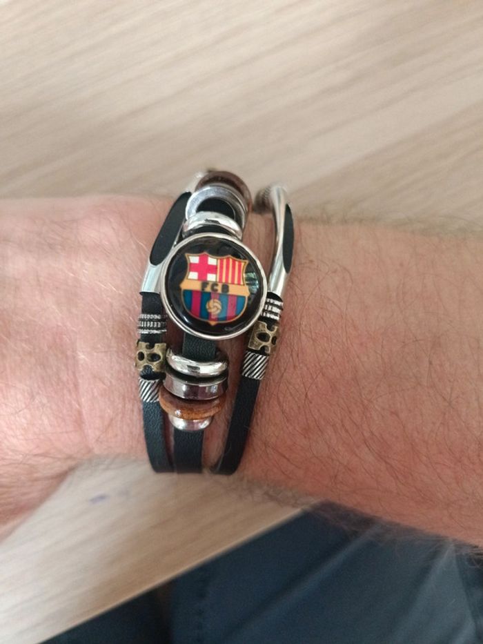 Bracelet cuir 3 rangs FC Barcelone barca - photo numéro 3