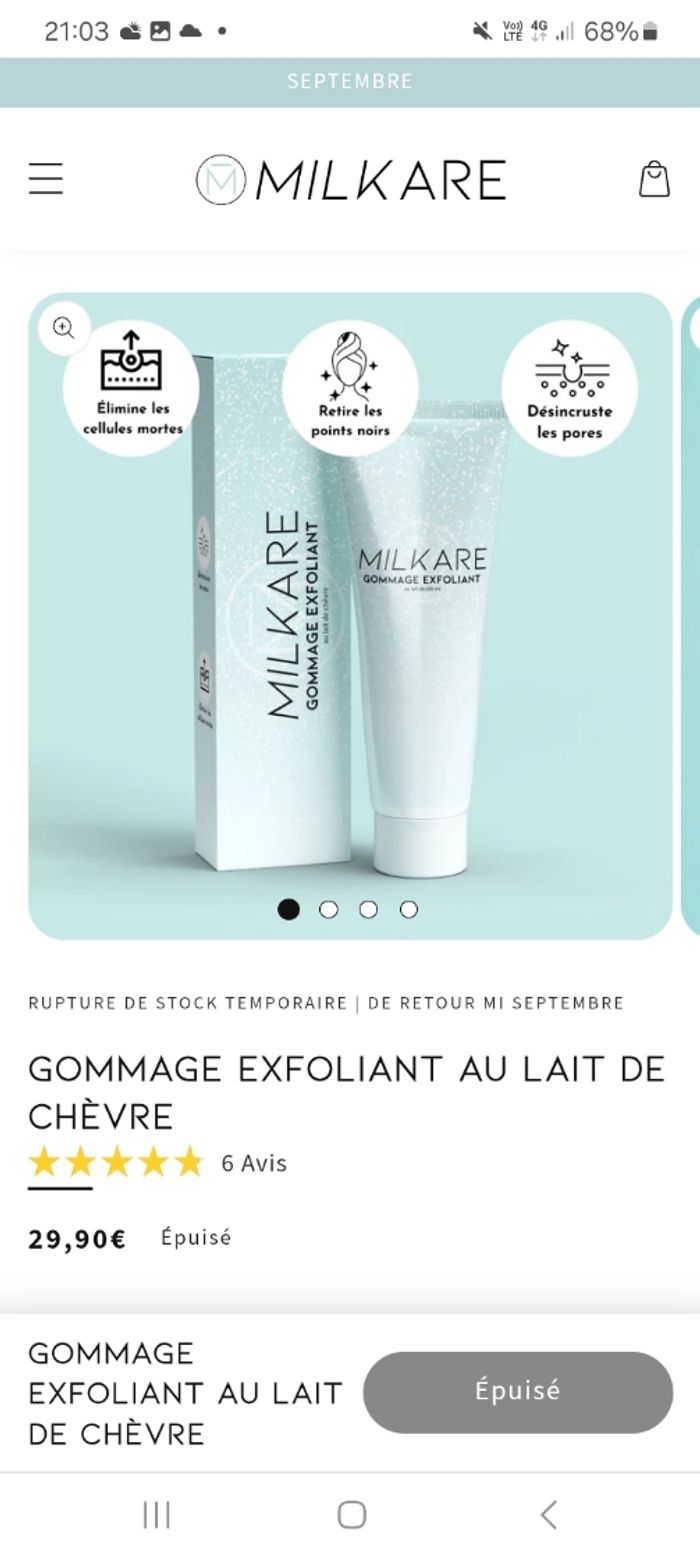 Lot gommage et masque au lait de chèvre Milkare