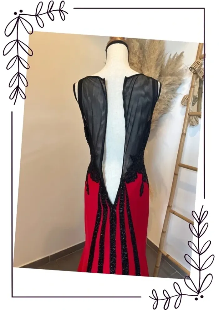 Sublime robe longue cocktail rouge et noir - photo numéro 11