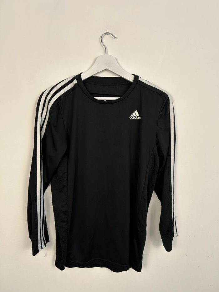 T-shirt Manche Longue Garçon Adidas Noir et Blanc | Taille 14 ans | Très Bon État | #TM84