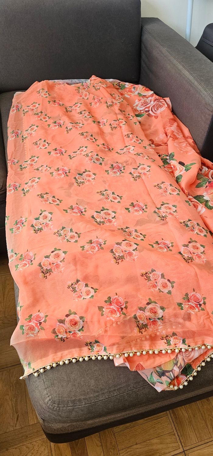 Saree indien tissu de plus 6m - photo numéro 6