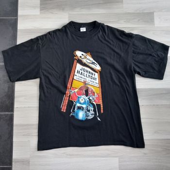 T-shirt noir homme imprimé "Johnny Hallyday" PolyGramm taille XL