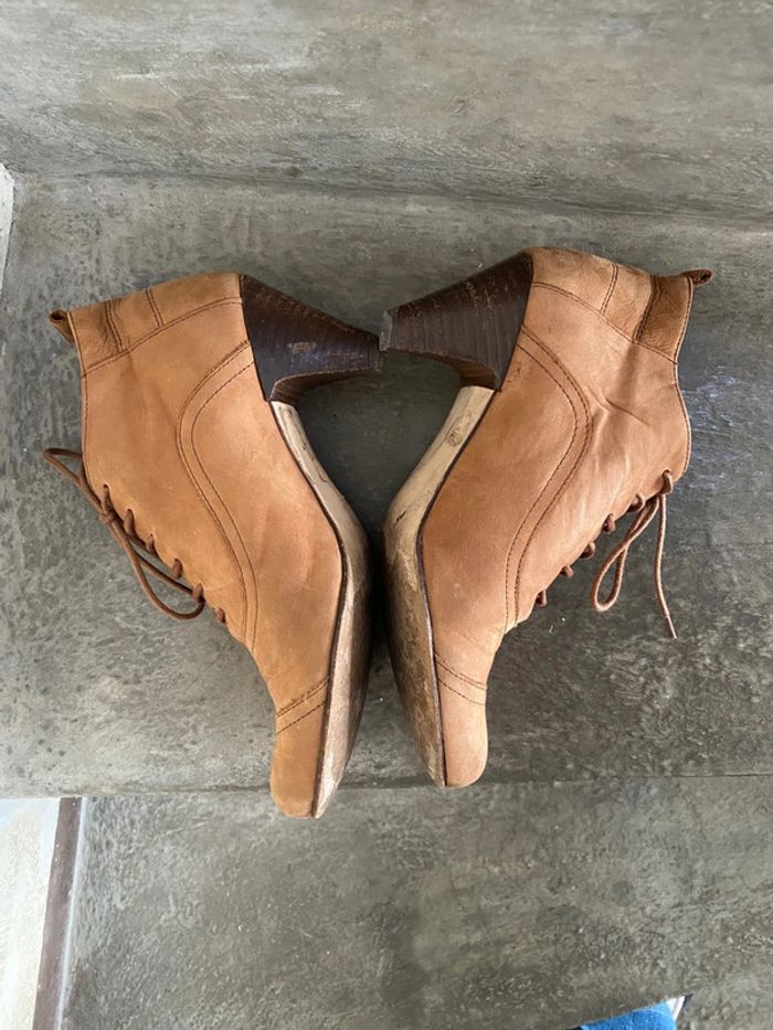 Bottines en cuir daim beige camel San Marina 37 - photo numéro 3