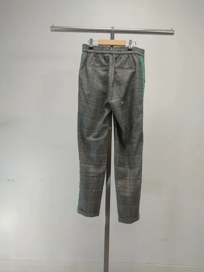 Pantalon Vero Moda XS tartan avec bandes turquoises sur le côté - ceinture élastique - photo numéro 6