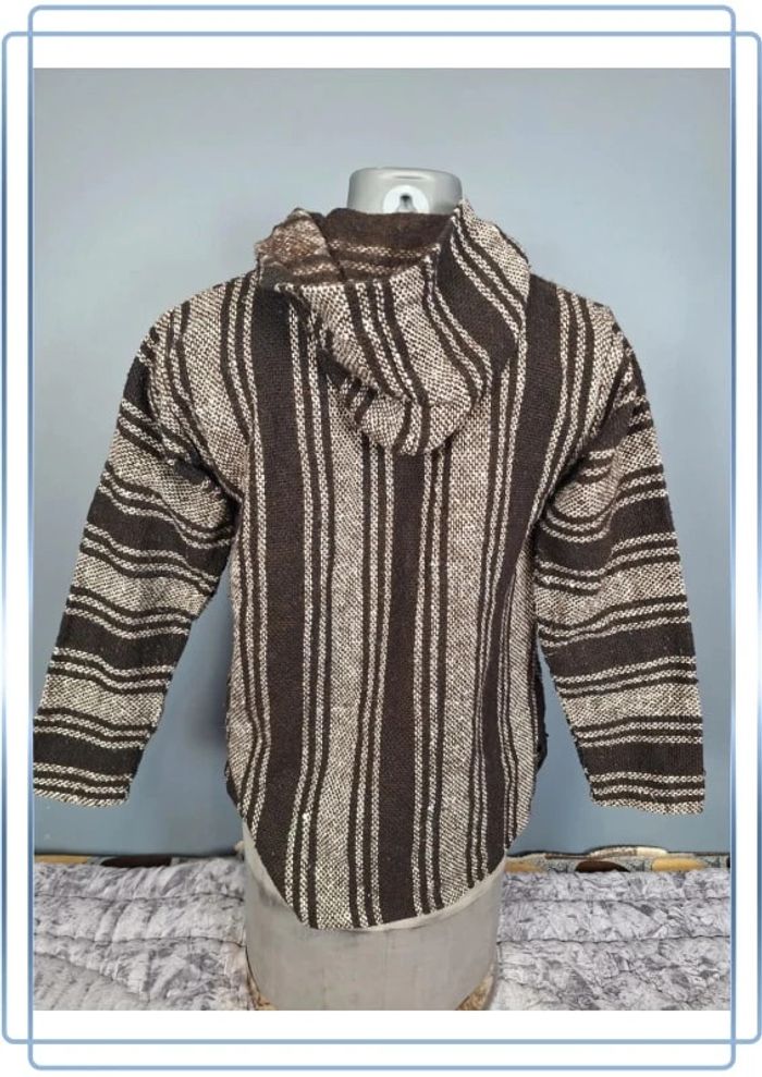sweat a capuche / Hoodie/baja/poncho mexicain - taille S - homme - bicolore / fait main (286) - photo numéro 5