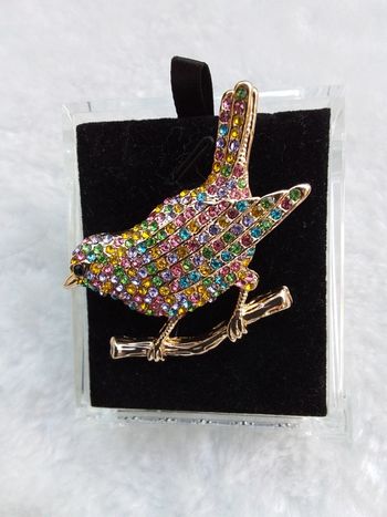 Broche l oiseau multicolore sur la branche