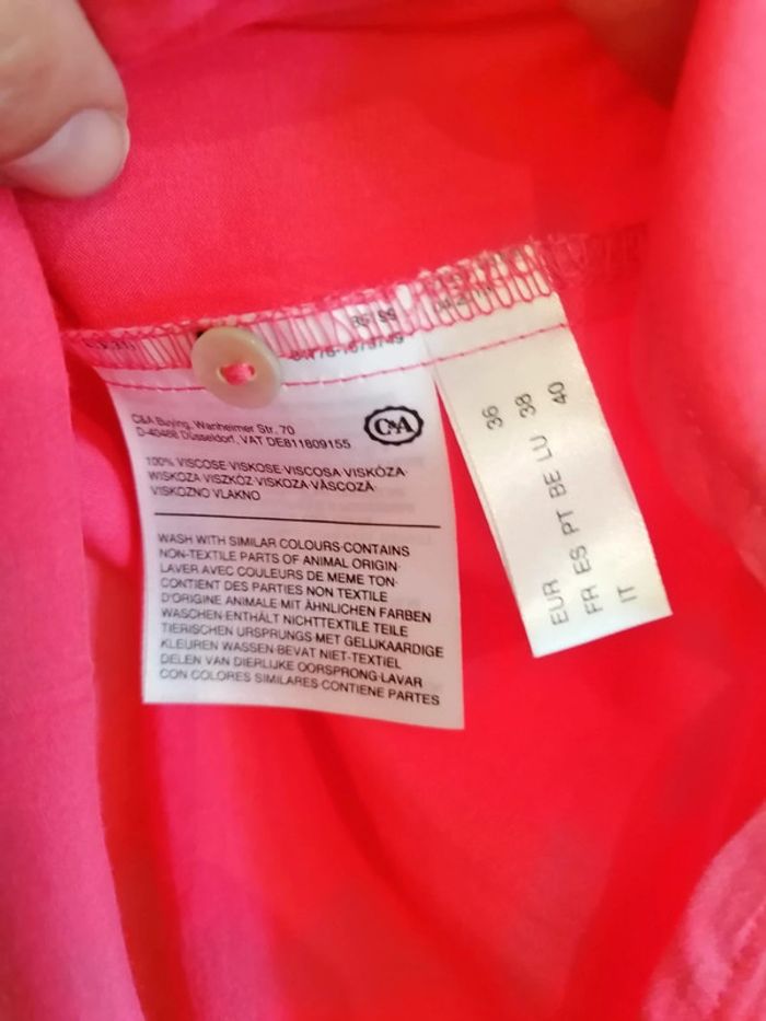 Chemise manches courtes rose/corail 38 - photo numéro 4
