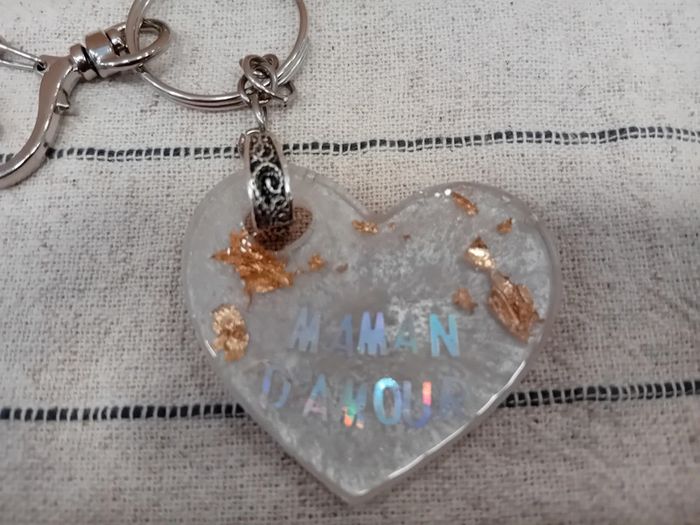 Porte clé cœur maman d'amour - photo numéro 3