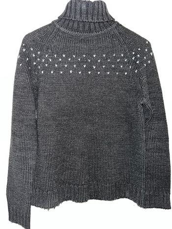 Pull gris col roulé épais taille L