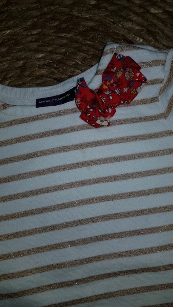 Superbe pull à rayures dorées fille 24mois sergent major - photo numéro 3