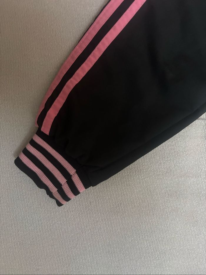 Veste à zip Adidas vintage taille 14 ans noir bandes roses - photo numéro 10