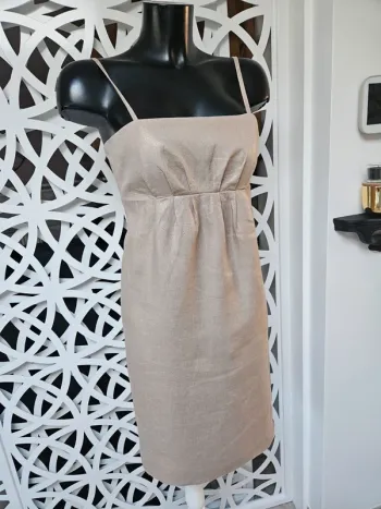 Un deux trois robe beige en lin taille 34