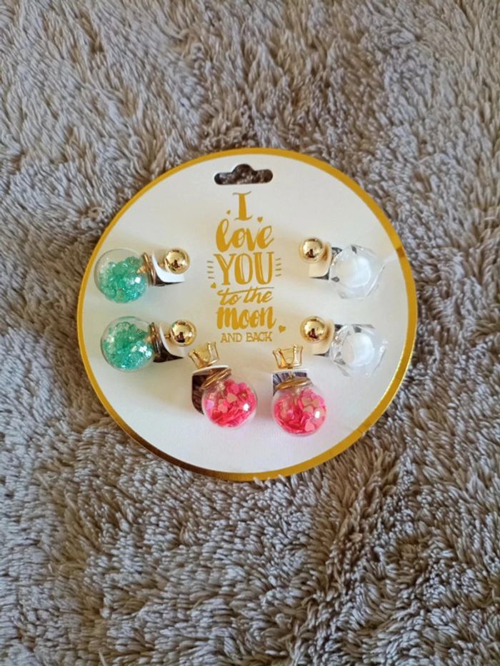 Lot de 3 paires de boucles d' oreilles fantaisie