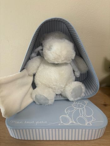 Doudou hippopotame mouchoir blanc bleu doudou et compagnie neuf