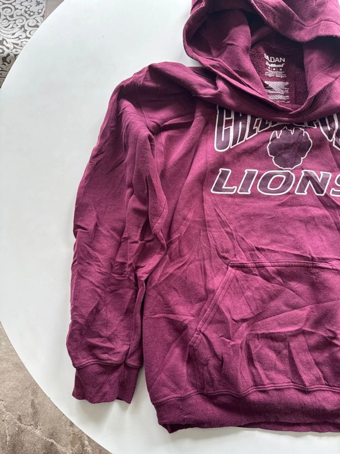 Sweat à capuche bordeaux Crawford Lions– Gildan DryBlend – Taille M - photo numéro 4