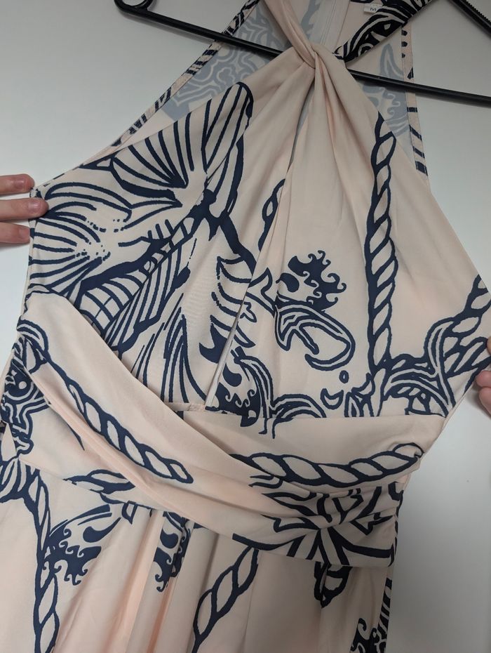 Robe longue dos nu SHEIN – imprimé bleu marine sur fond beige – taille M – neuve sans étiquette - photo numéro 6