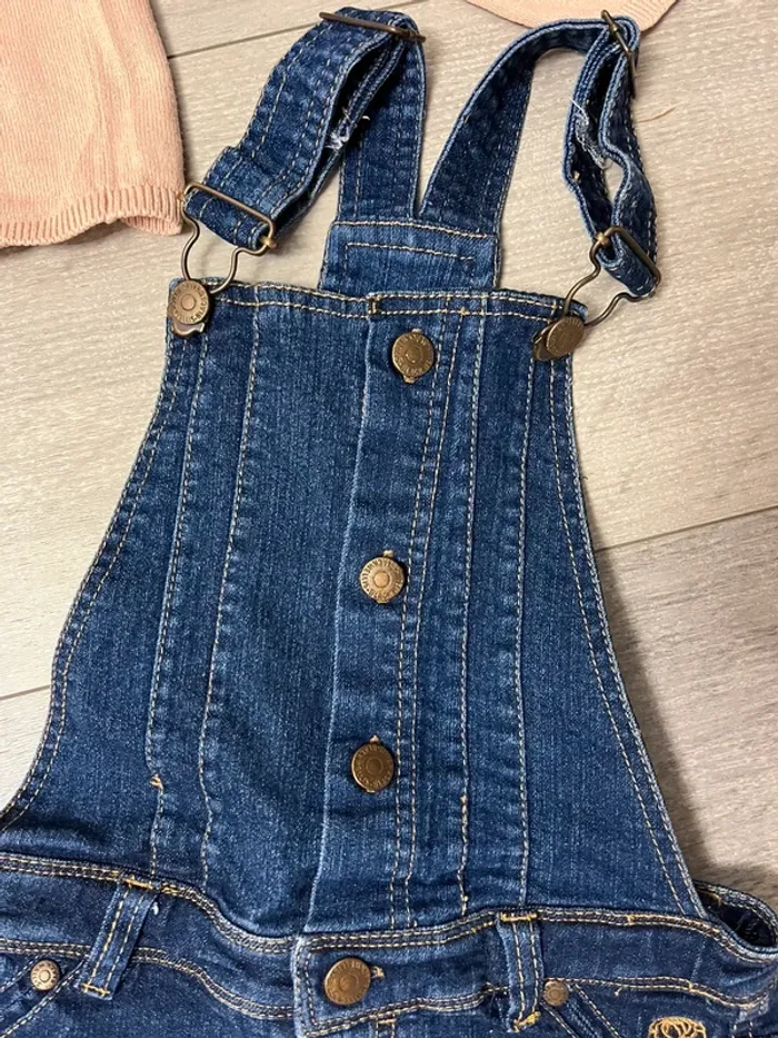 Superbe ensemble fille 6 ans robe salopette en jean t shirt gigot gilet Kiabi SHEIN - photo numéro 4