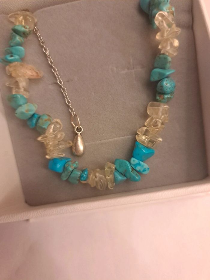 Bracelet pierre semi précieuses bleu et transparent - photo numéro 6