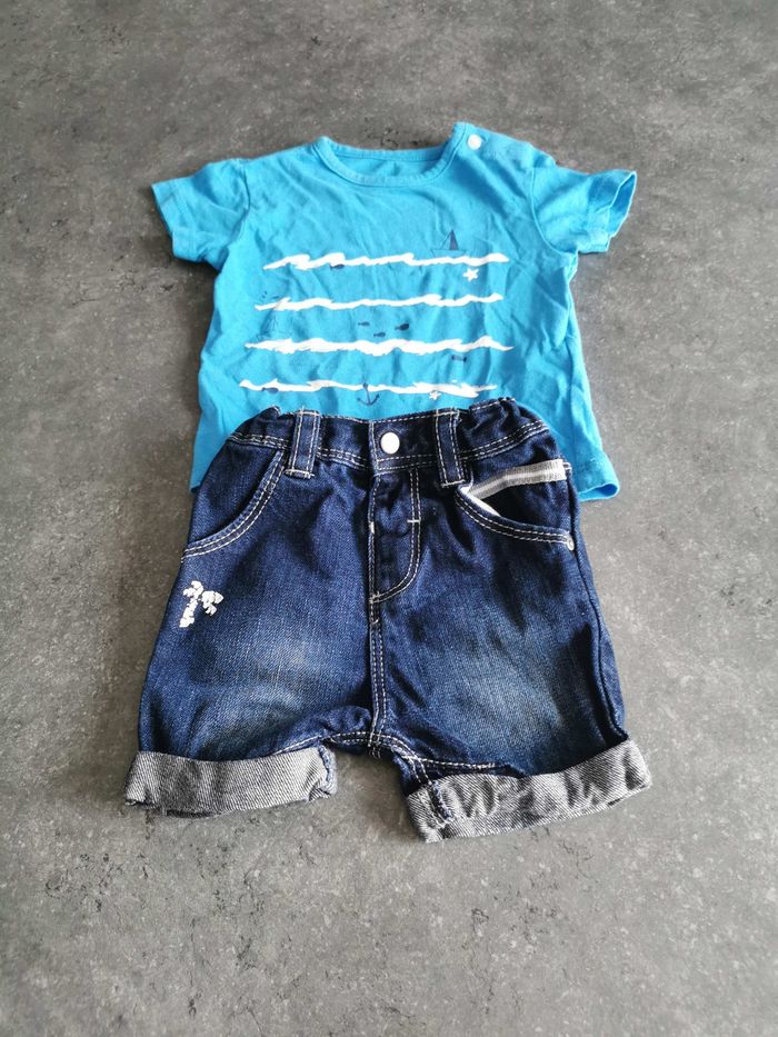 Short et tee shirt bébé garçon, 3 mois
