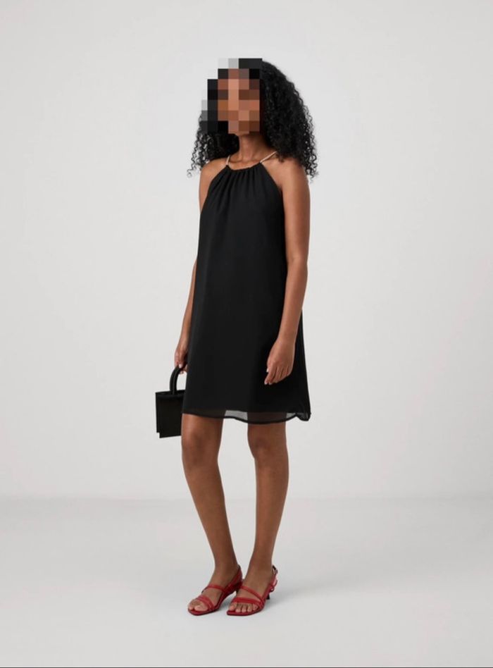 Vero Moda - Robe noire bretelles perles - Chic soirée T40-L - photo numéro 2