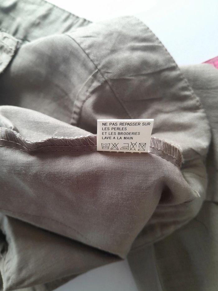 Beau pantalon large lin coton Larah createur modèle Nora taupe - photo numéro 6