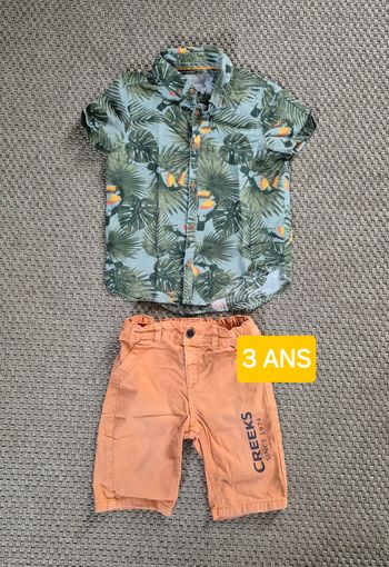 Ensemble chemisette et short "tropical" - 3 ans