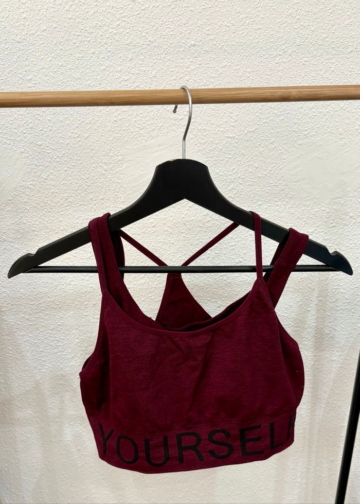 Brassière de sport bordeaux unie - Taille L