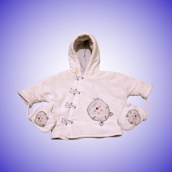Manteau Bébé Kimono Blanc Petit Kimbaloo Motif Tête de Chat Mignon Avec Moufles Assorties 1 mois 50 cm Très Bon État
