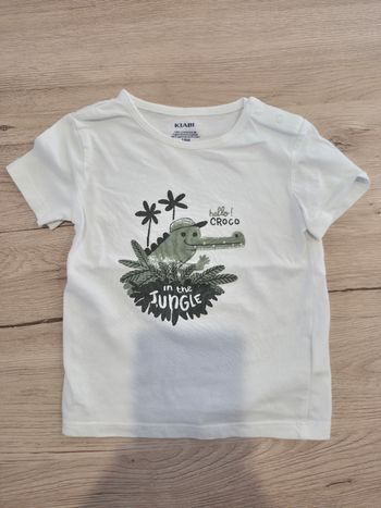 Tee-shirt manches courtes blanc à motifs vert, Kiabi, 18 mois