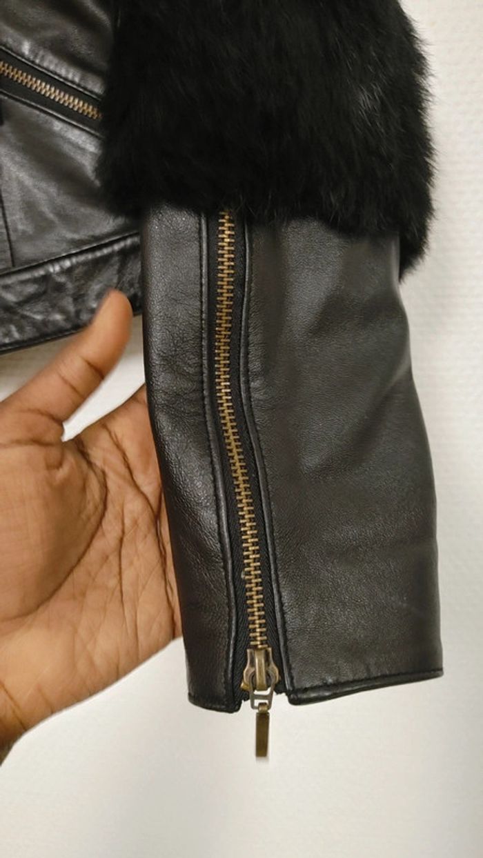 Magnifique veste en cuir type perfecto veste de motard taille S zip - photo numéro 6