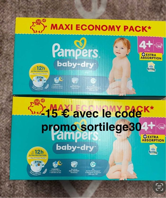 Deux carton de couches Pampers maxi economy taille 4 plus