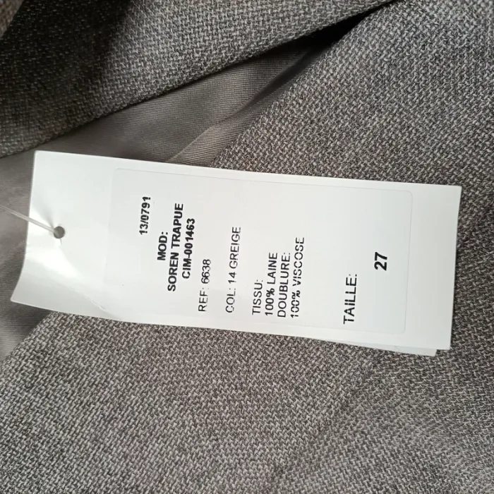 Veste de costume grise Soren Ugo Ferrini - Taille 27 100% laine A475 - photo numéro 11